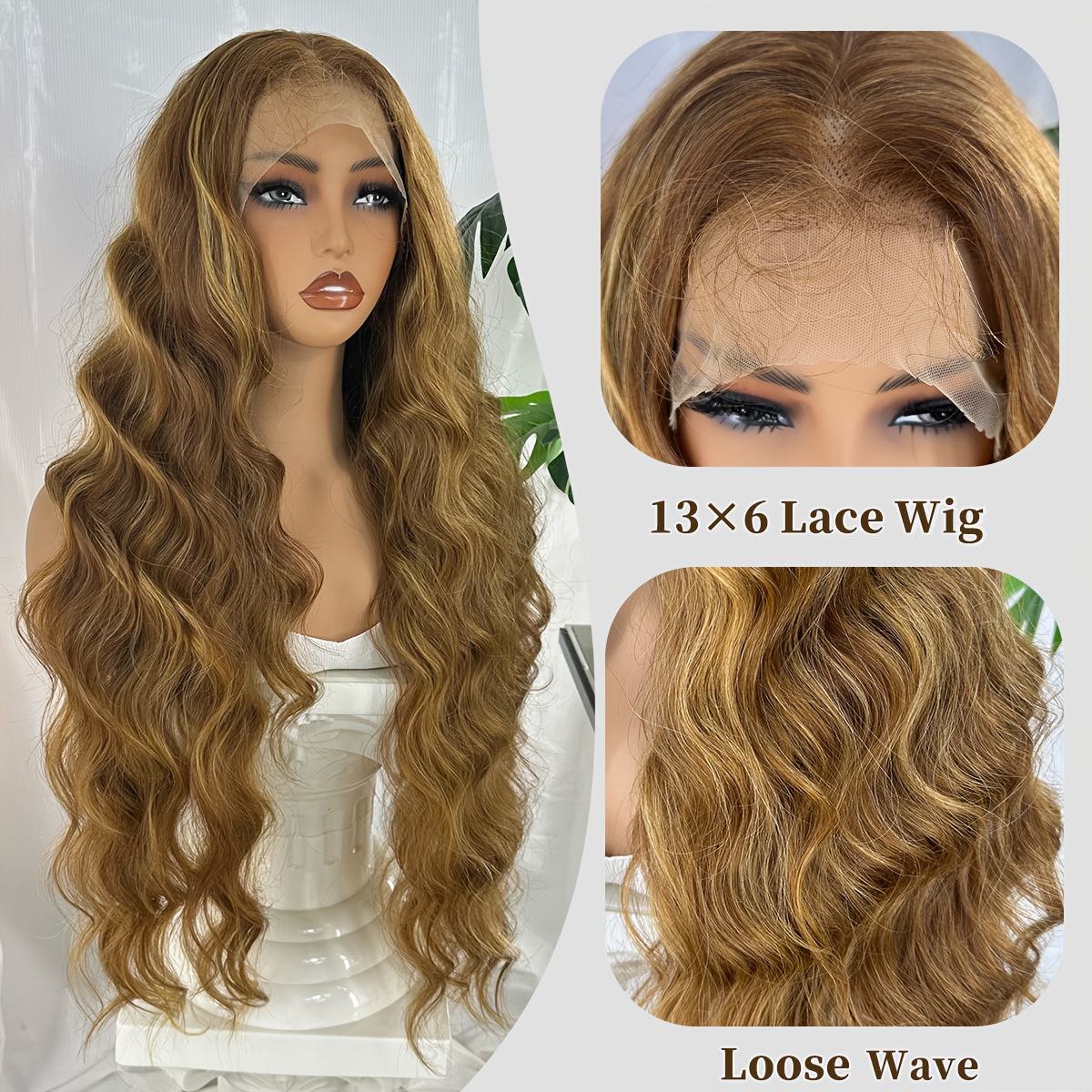 luxurious 32 golden blonde highlights body wave synthetic - Temu display picture 1