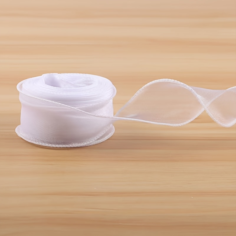 TEMU de 5 rollos de cinta de organza de de de , adecuada para manualidades DIY, decoraciones de boda, fiestas - Cinta festoneada transparente de 1.7