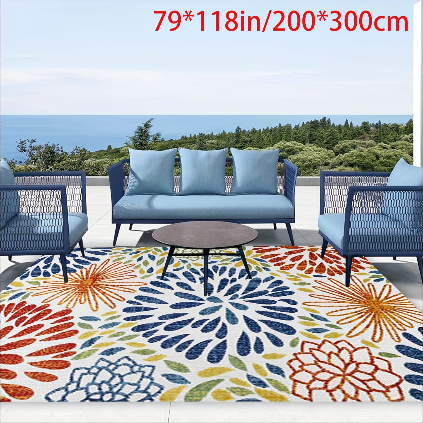

Vibrant Floral Pattern Outdoor Carpet: 1200gsm, Machine Washable, Waterproof, Low Pile, And Durable - Suitable For Patio, Lawn, And Garden Decor