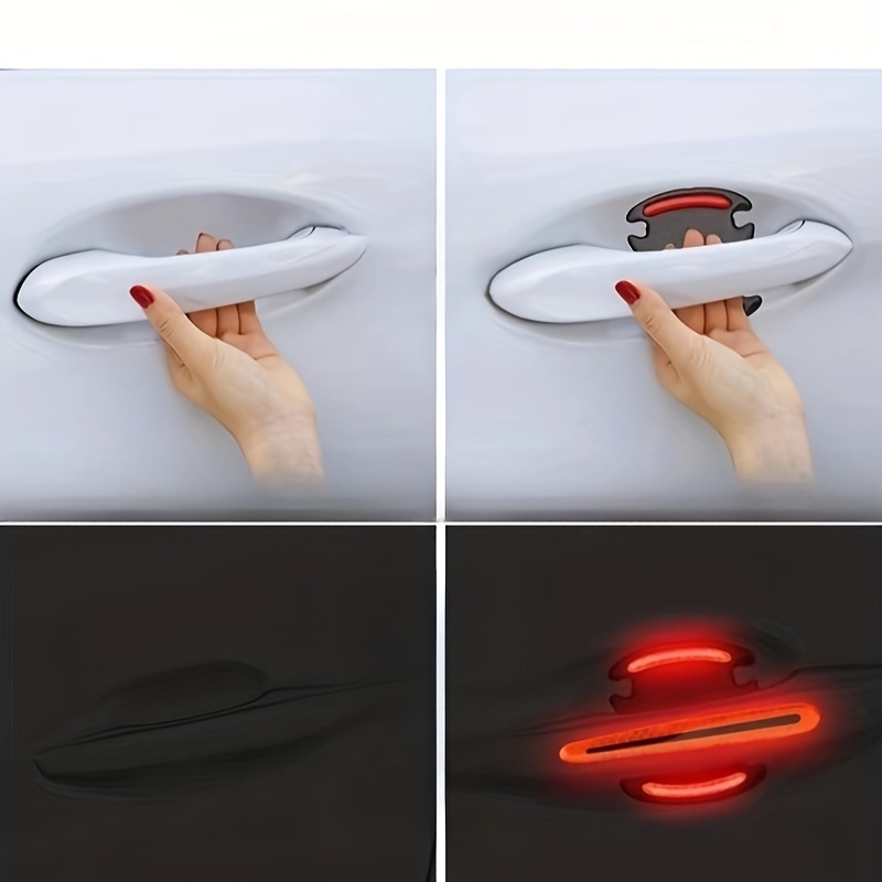 Car Door Bowl Stickers, Anti-scratch Door Handle Warning Reflective Stickers, Door Handle Stickers, Paint Scratches Soft Rubber Protective Film, christmas decorations