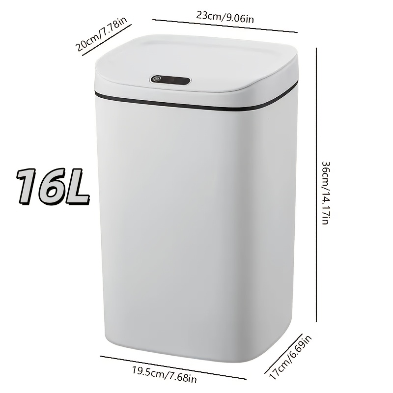 TEMU 1pc Smart Sensor Trash Can Automatic Touchless Garbage Bin Slim Space Saving For Bathroom Toilet Living Room Study