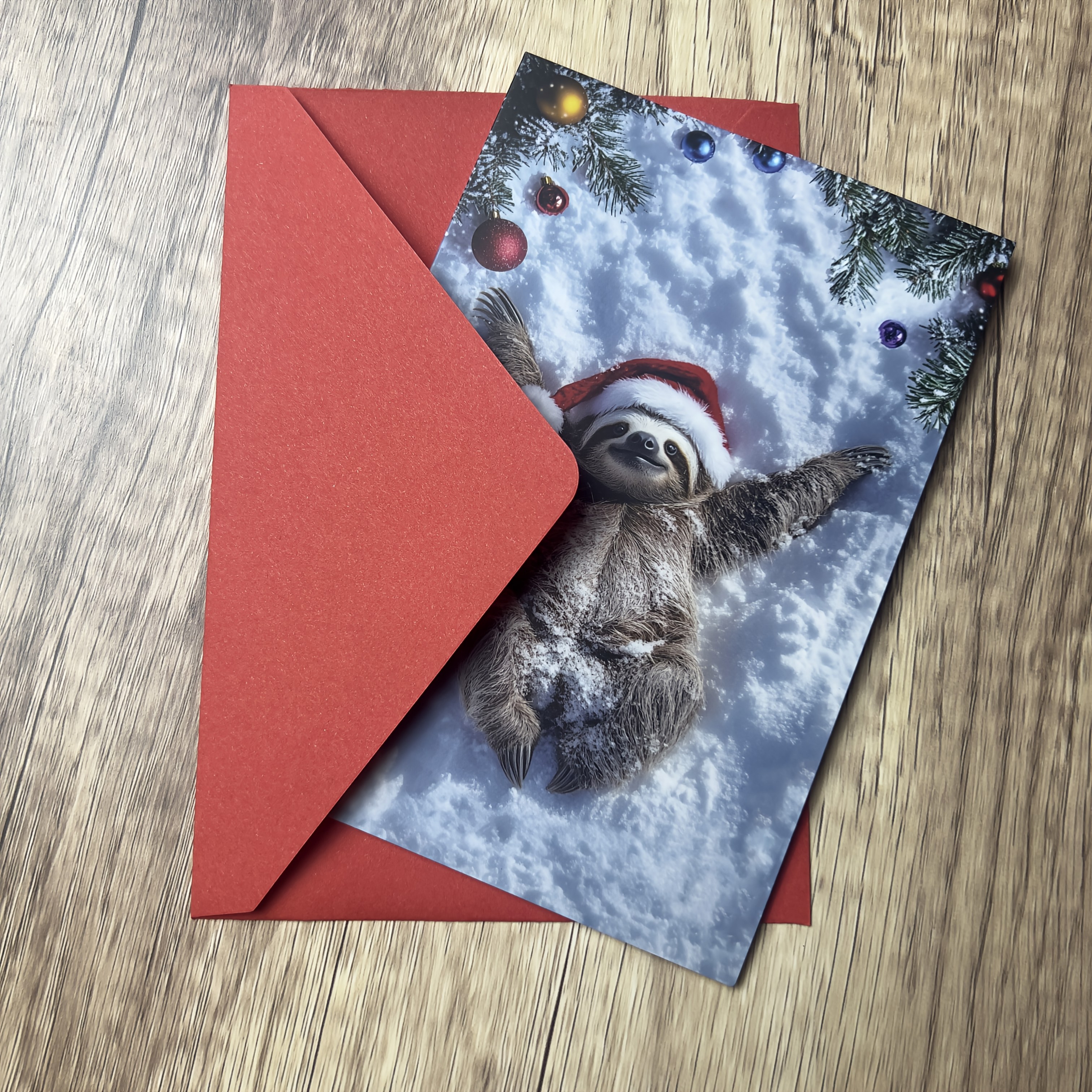 TEMU A Fun And Adorable Sloth Christmas Card, Perfect Gift For , Designed, Comfortable To Touch, High-quality Greeting Card