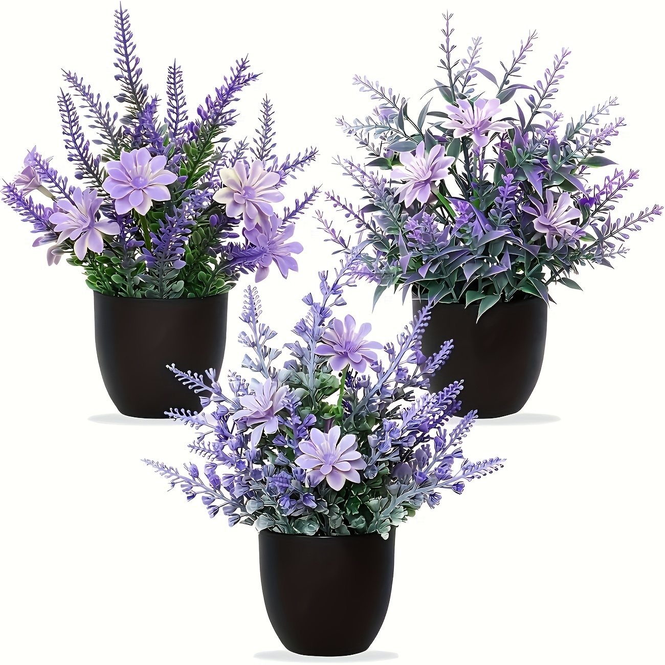 3pcs Artificial Potted Plant Set, Small Artificial Green Eucalyptus Plants For Indoor Decoration, Made Of Plastic, Suitable For Office Furniture, Bedroom, Living Room, Bathroom, Desk, And Outdoor Use