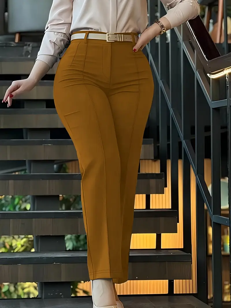 Brownnes Women'S Elegant Solid Color Chic Style Wide-Leg Pants