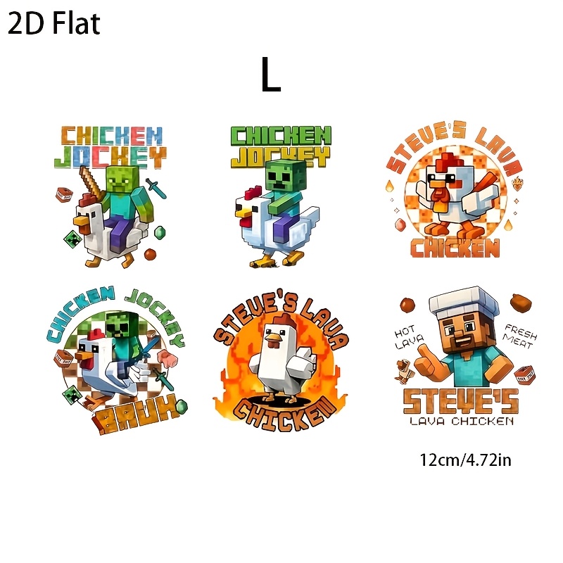 TEMU 6pcs Egg-themed Game Heat Transfer Vinyl Stickers, Fun Patches For Gaming Enthusiasts, Handcrafted Fabric Decorations For Sweaters, Hoodies,