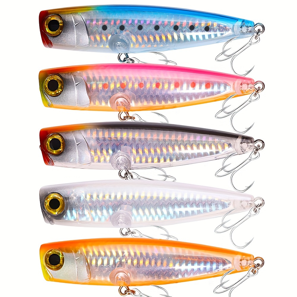 

5pcs Leurres de Pêche Popper Topwater Premium, 23g/11cm - Crankbaits Flottants pour Bass avec Hameçons , Couleurs Mélangées