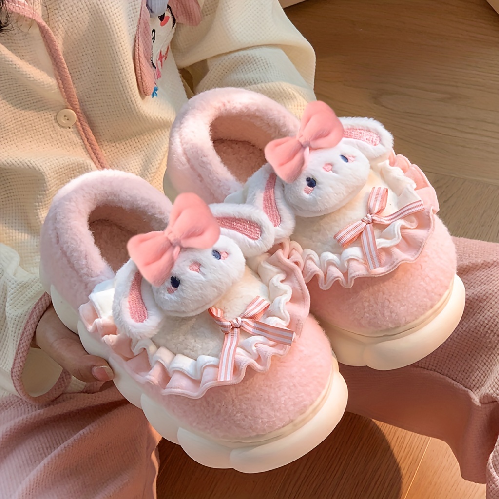 

Cute Cartoon Decor Slippers, Casual Slip On Plush Lined Shoes, Comfortable Indoor Home Slippers