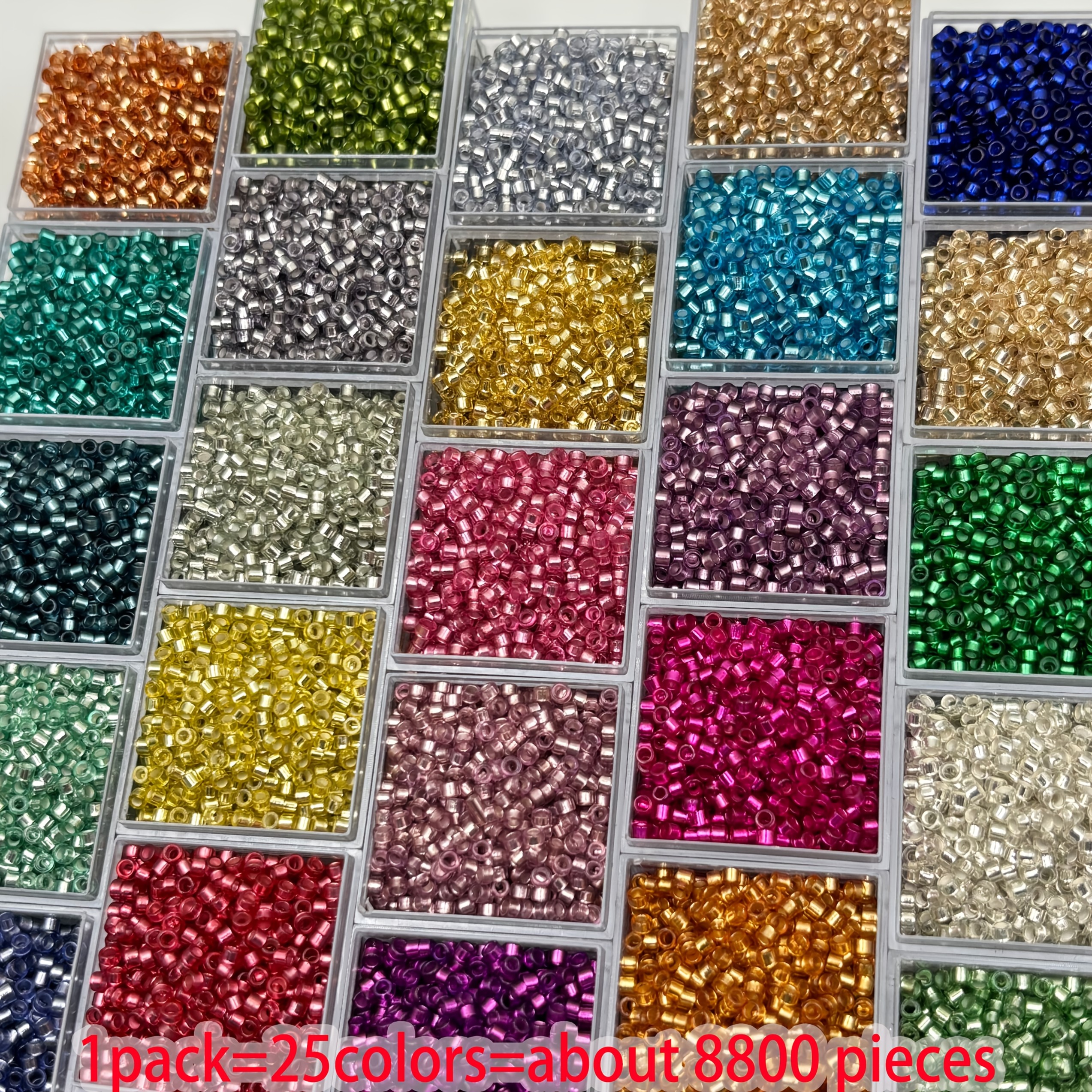 TEMU Perles en verre argentées de haute qualité 8800, 25 couleurs, 2,5 mm de diamètre, parfaites pour la création de mini-objets rétro, idéales pour