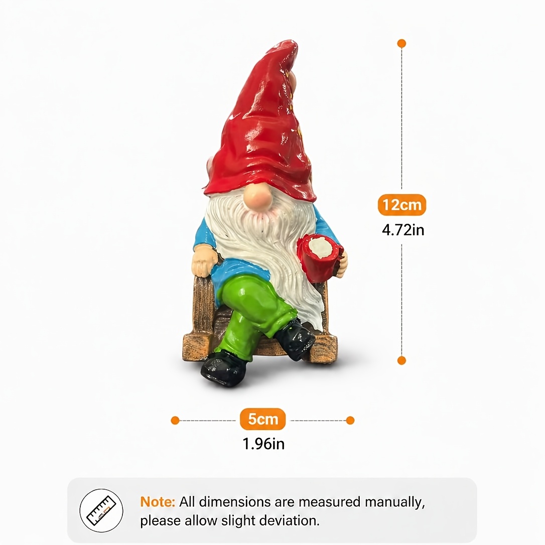 TEMU 1pc Faceless Garden Gnome Statue Drinking Coffee, Suitable For Indoor And Outdoor Use, Including Homes, , Patios, Lawns, And Other Outdoor