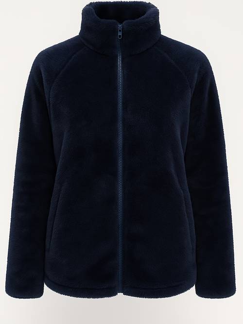 medium to long plush zipper sweater simple outdoor cardigan jacket warm autumn and winter long sleeved top fashionable and versatile plush womens jacket