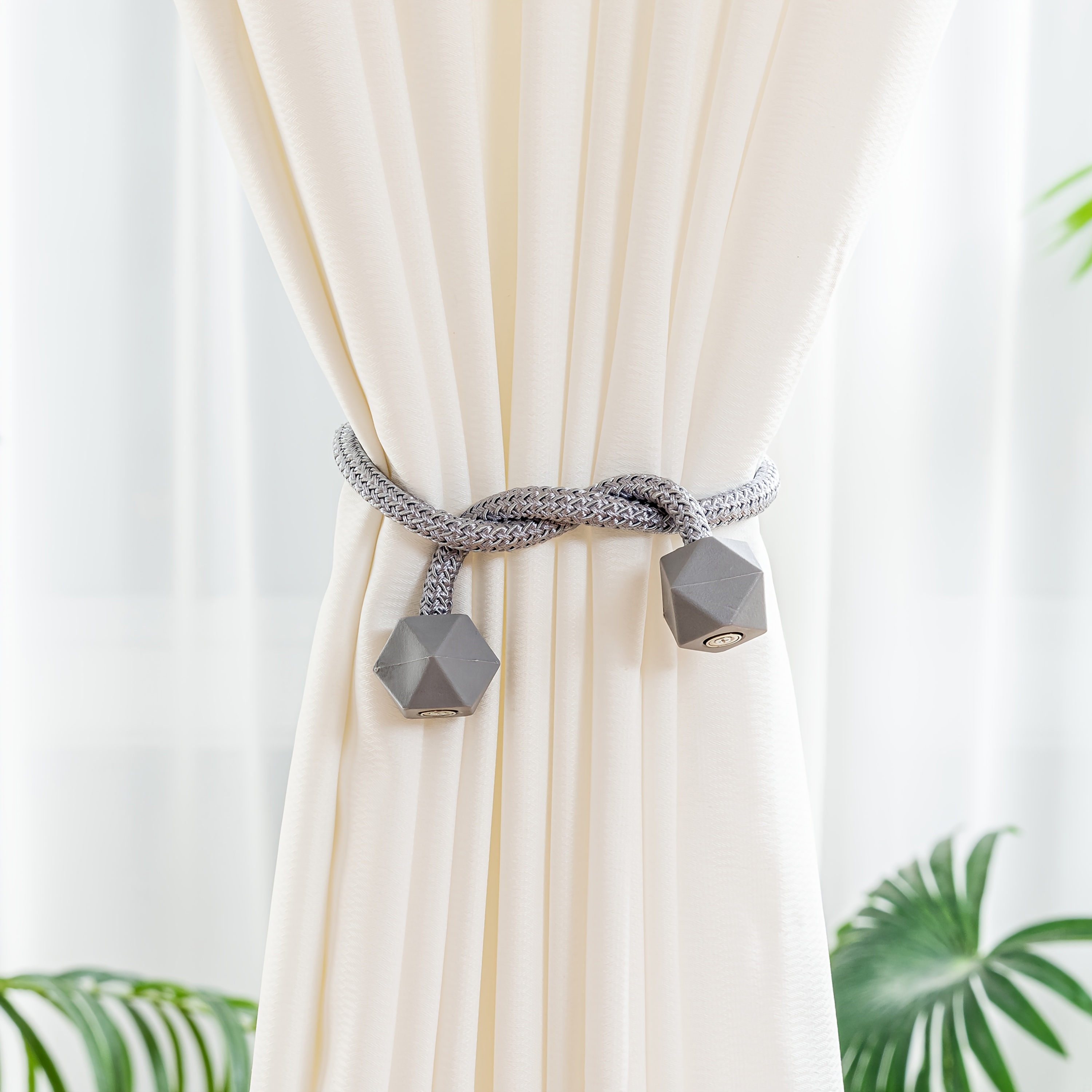 4pcs Modern Magnetic Curtain Tiebacks - Adjustable, Strong Hold for Bedroom & Living Room Decor