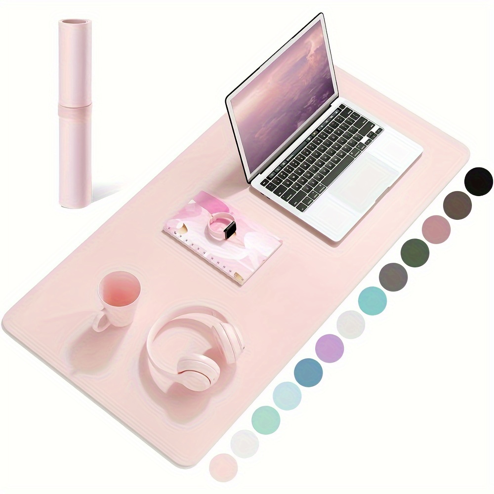 

Tapis de souris en PVC imperméable pour bureau, couverture de bureau en similicuir rose, grande taille pour ordinateur, filles, ordinateur portable, tapis de clavier de jeu antidérapant