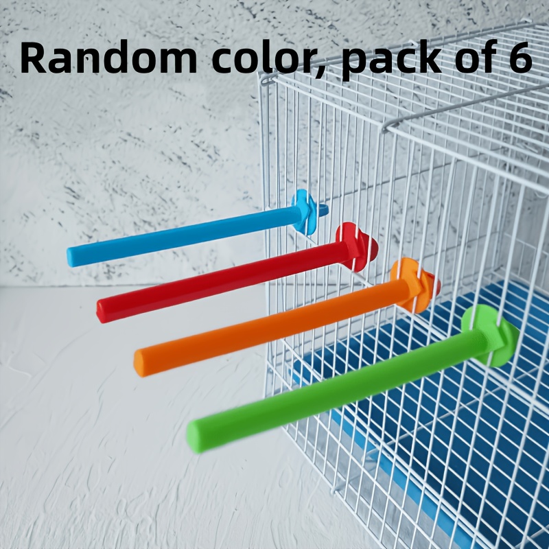 TEMU 6 pezzi di legno per habitat per uccelli in colori casuali - Elementi aggiuntivi resistenti in plastica per gabbie di pappagalli e uccelli