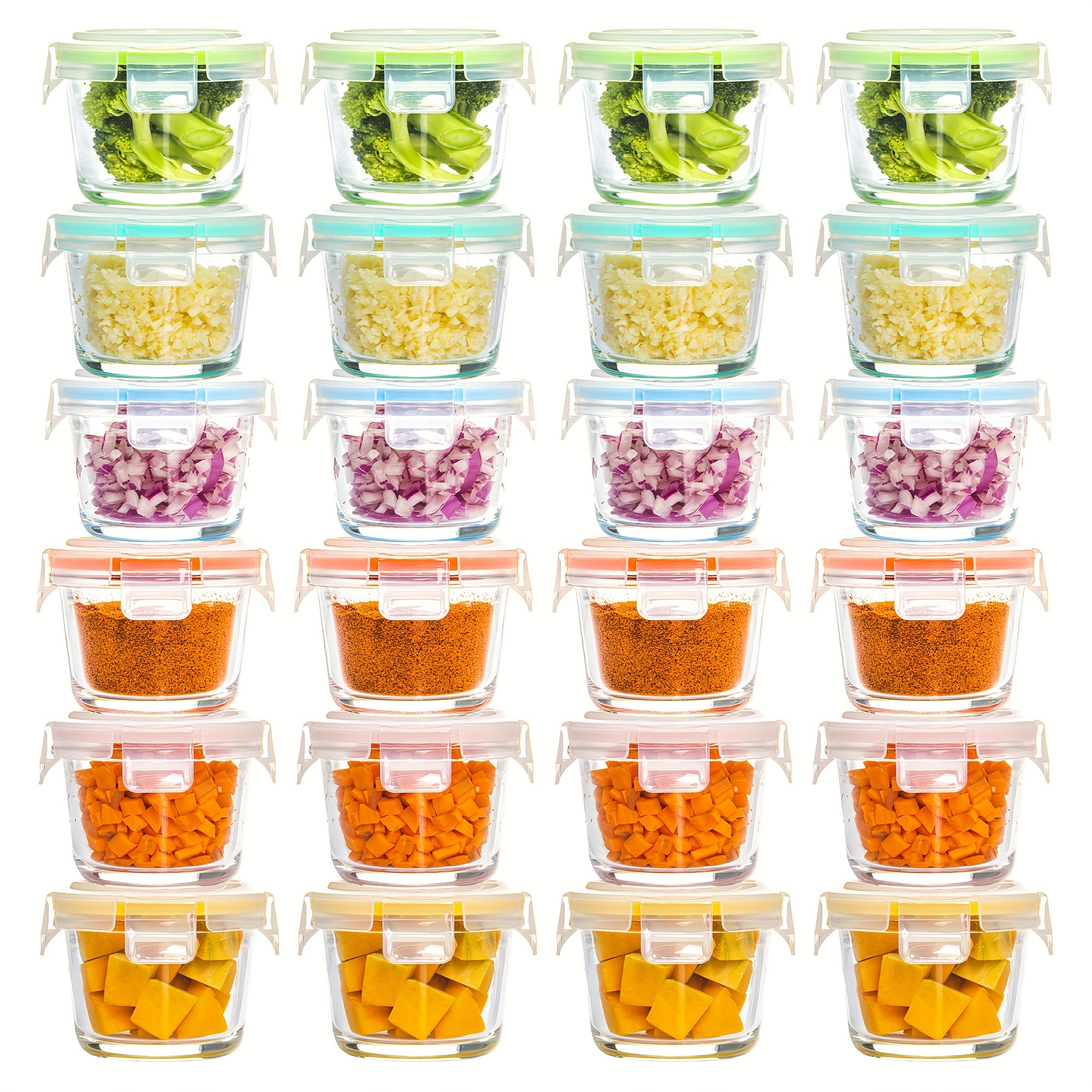 

[24-pack] High Borosilicate Glass 4 Oz Mini Food Storage Container, Glass Food Storage Containers With Airtight Lids, Leak Proof And Reusable Glass Food Containers