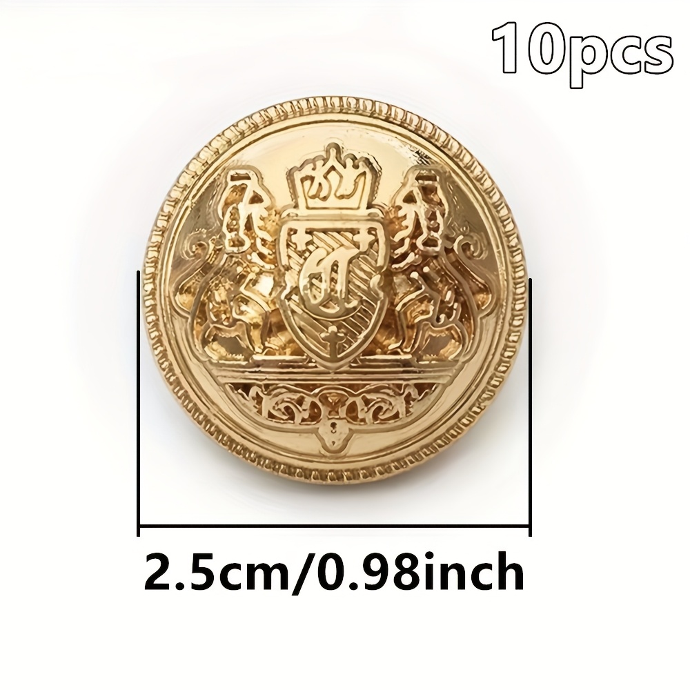 TEMU 10 piezas/ Botones Vintage Estilo Universitario, Botones de Costura para Ropa, Botones Decorativos Metálicos con Acabado , Diseño Colegiatario,