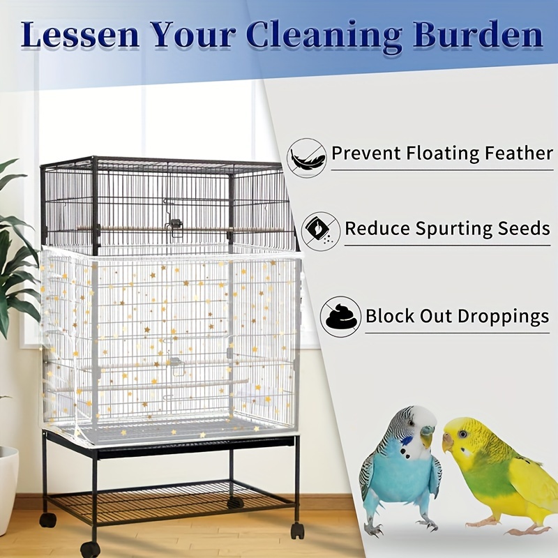 

Elegant Cage Cover Net - Rope, Dust-proof & Seed-blocking Mesh For Small To Large Cages - Essential Accessory For Bird Owners