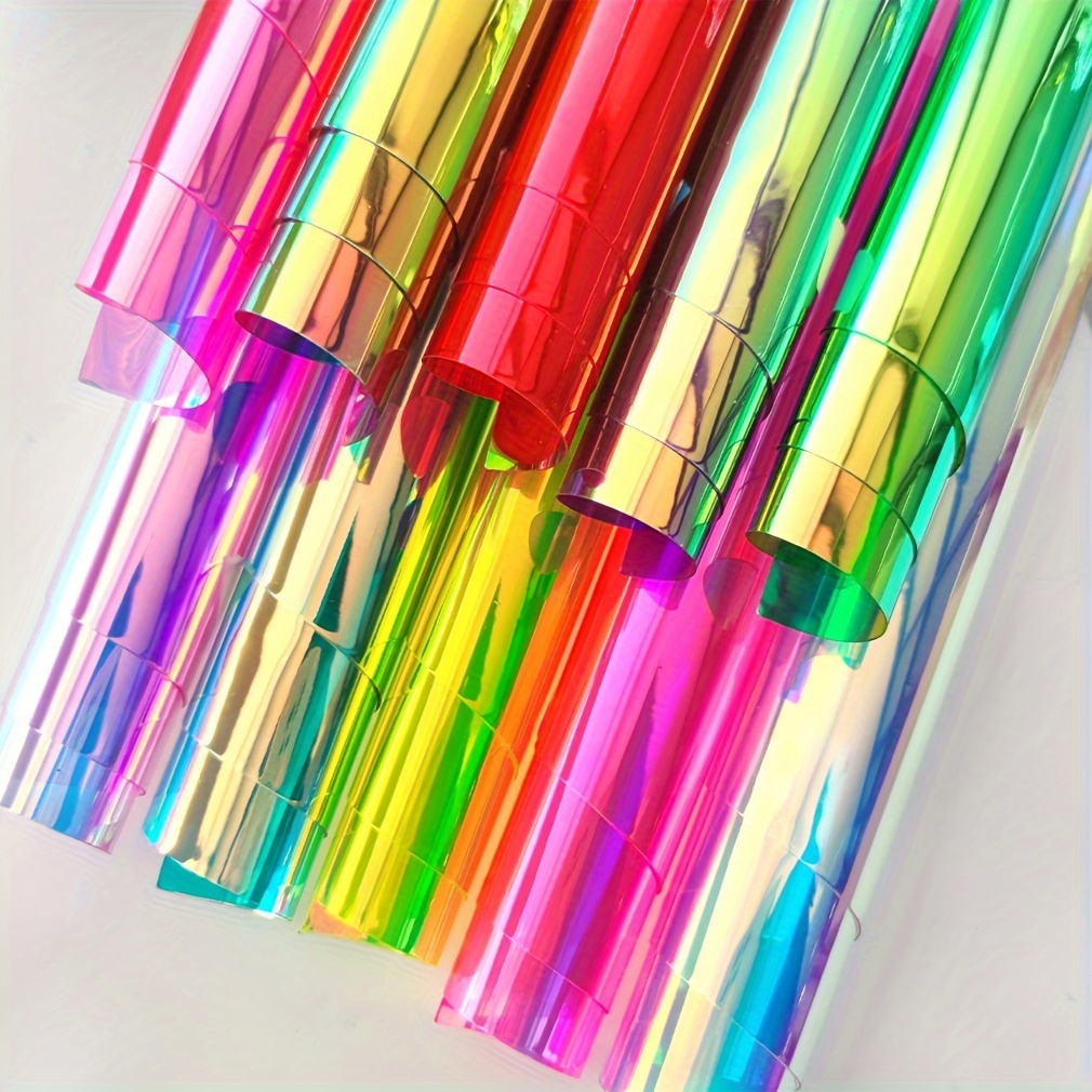 TEMU 10 Sheets Of A4 Holographic Transparent Pvc Fabric In , Suitable For Mirror Foil Laser Crafts, Sewing Projects, Bows, Jewelry Creation, Tote