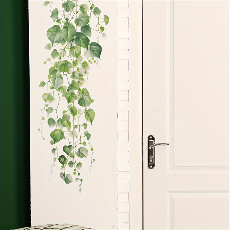 

Fresh Green Vine & Leaf Self-adhesive Wall Decal For Bedroom And Living Room Decor