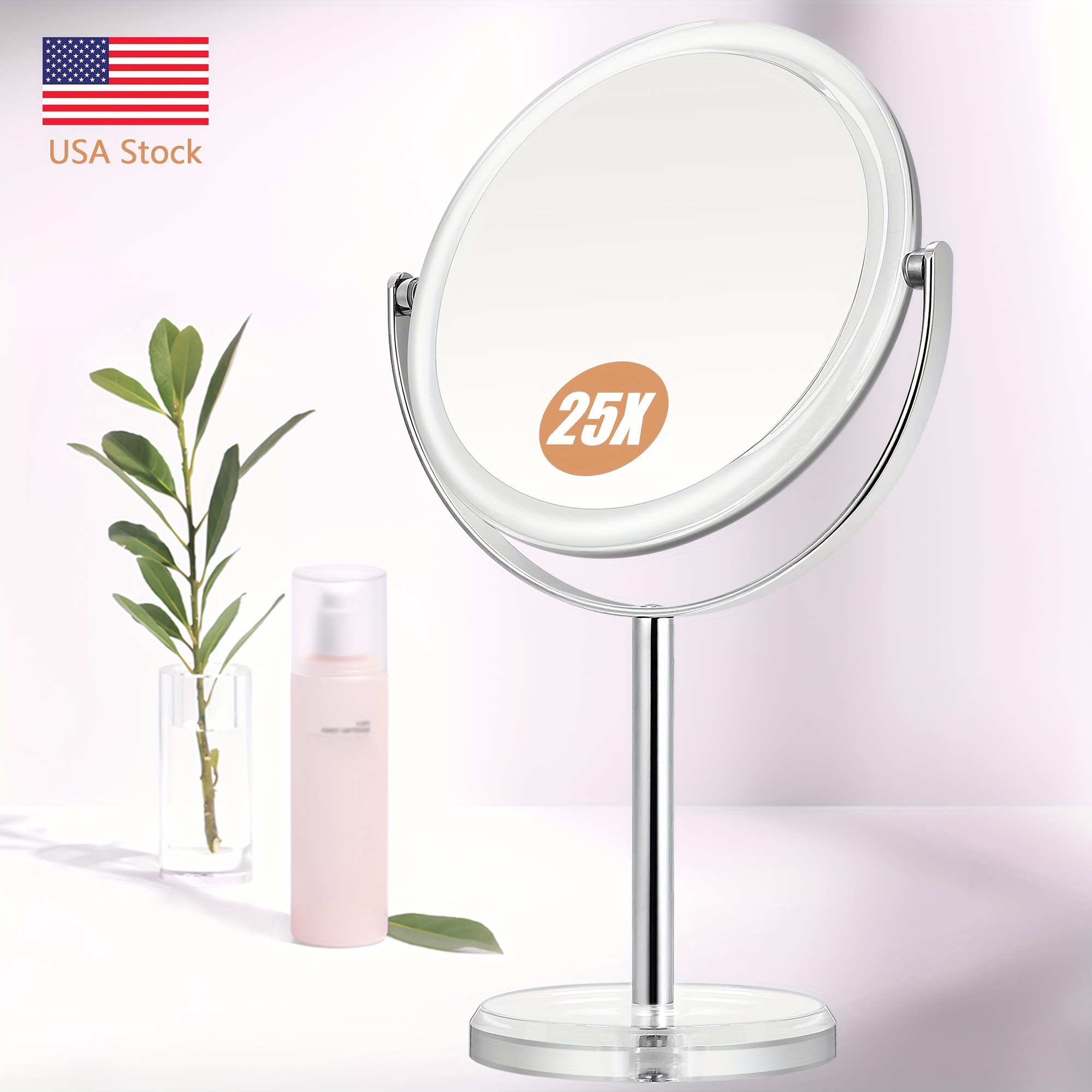 

Christmas Gift 25x Magnifying Makeup Mirror, Double Sided 1x & 25x Magnifying Mirror With Stand, Tabletop Magnified Vanity Mirror With 360° For Bathroom Or Bedroom 7.8 Inch