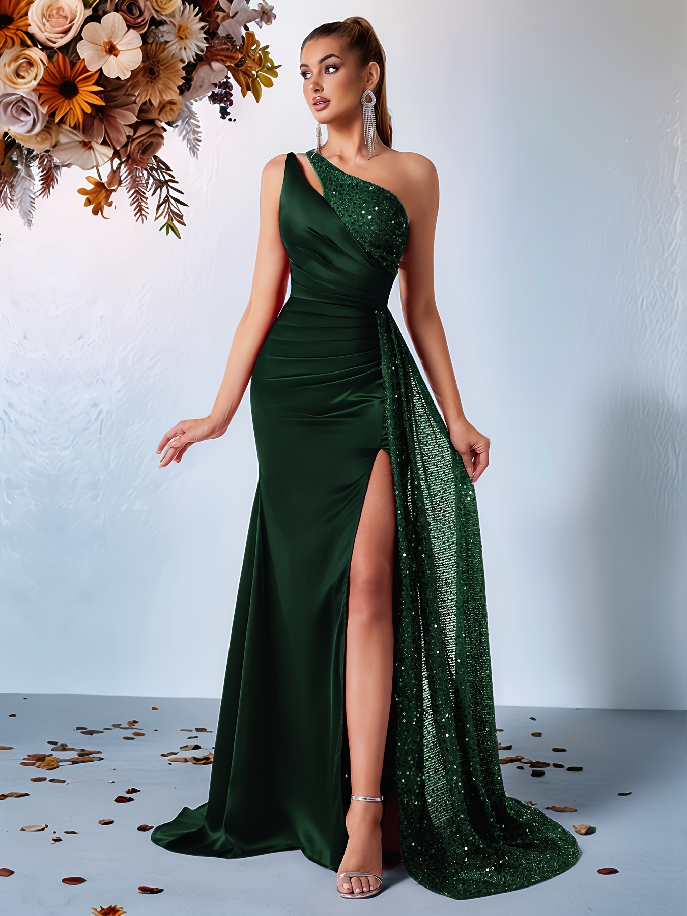 white christmas dresses Stunning Evening Dress A Line Off The Shoulder Short Sleeves Floor Length Laceup Pockets Velour Formal Dinner Dresses main image 0