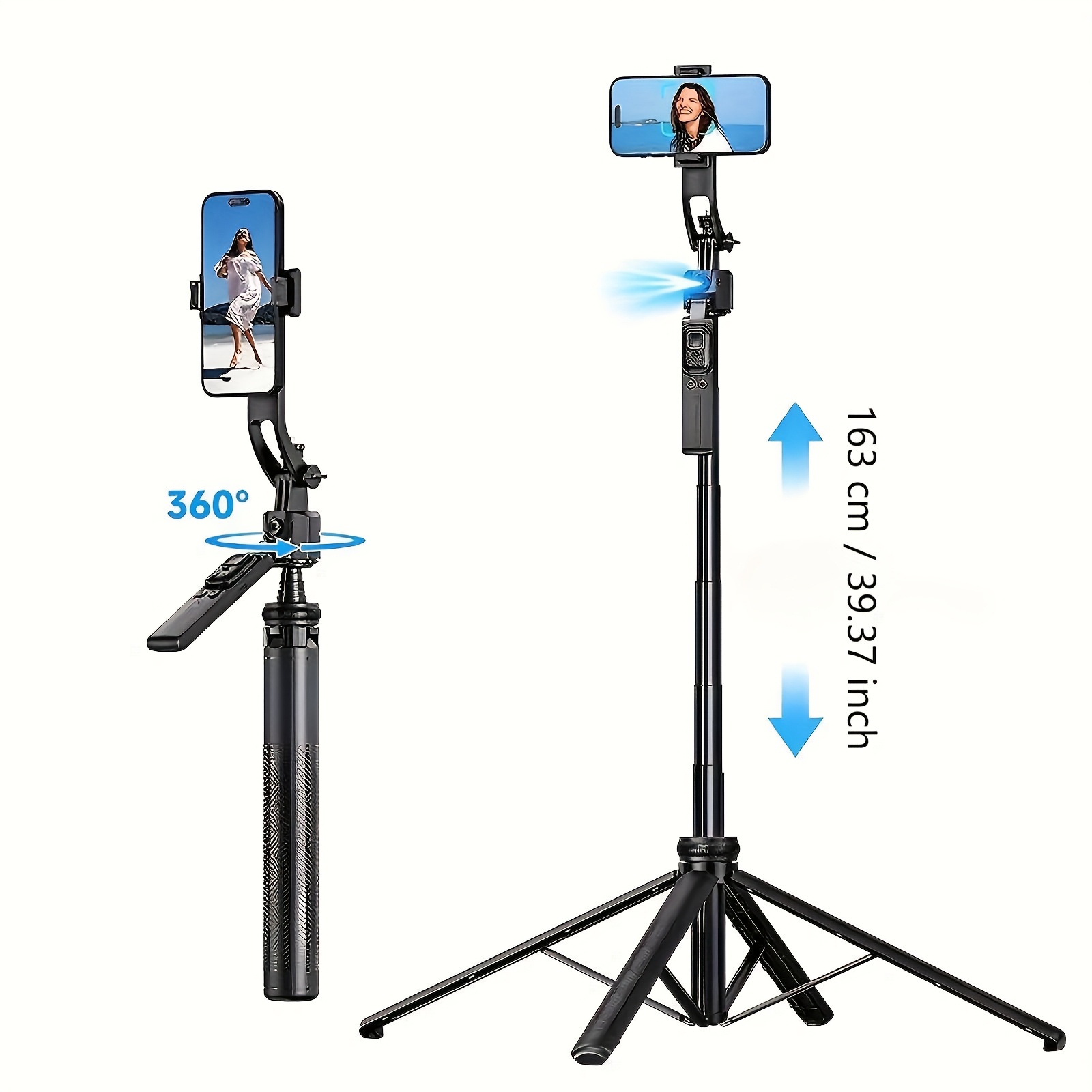 360° Auto Face Tracking Tripod - Extendable Smart Phone Holder with Motion Detection, USB Rechargeable, for Android/iOS Phones, Ideal for Sports & Events, Event Tracking | 360° Rotation | Wireless Connectivit