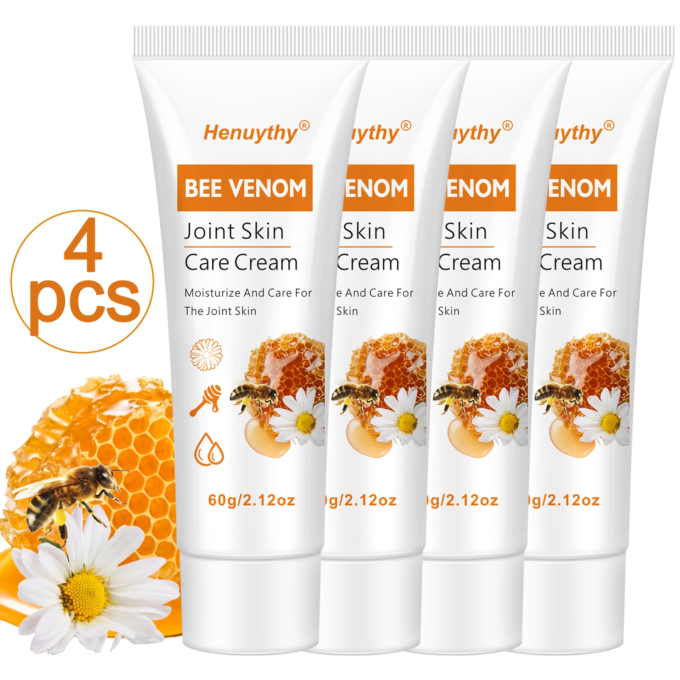 4pcs Bee Venom Joint Skin Care Cream, Body Moisturizing Care Cream For Elderly And Athletes, Gentle Care