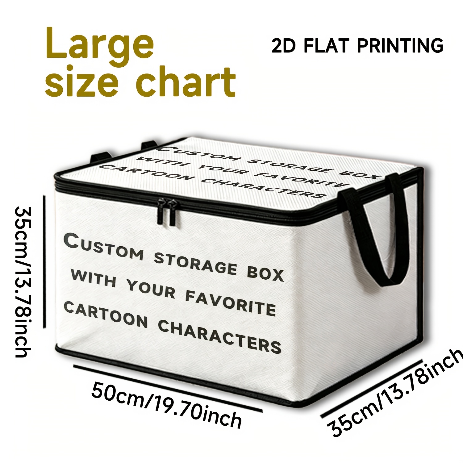 TEMU 1pc Custom Photo Printed Storage Box, Personalized Photo Custom Large Capacity Foldable Storage Box, Exclusive Pattern Double Zipper Handheld