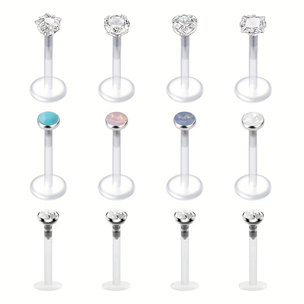 12pcs 16g 1.2mm Stainless Steel Lip Piercing 8mm Labret Plug Set Tragus Helix Piercing Jewelry Mother's Day Gifts