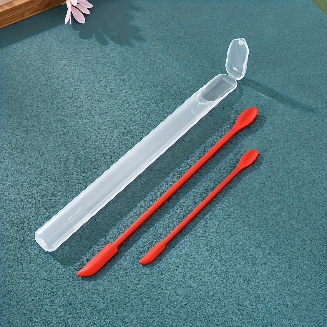 1set double headed silicone scraper spoon with storage box cosmetic spoon silicone double headed scraper mini double headed silicone scoop scraper