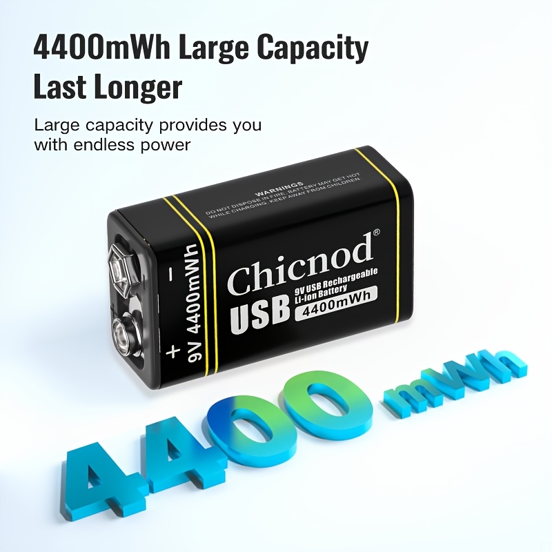   перезаряжаемый литиевый аккумулятор, стабильное выходное напряжение 9 в, большая емкость 4400 мач. батарея, неперезаряжаемая батарея, универсальная квадратная батарея для владельцев небольших инструментов с ящиком для хранения соды и кабелем для зарядки tpc Детали 2