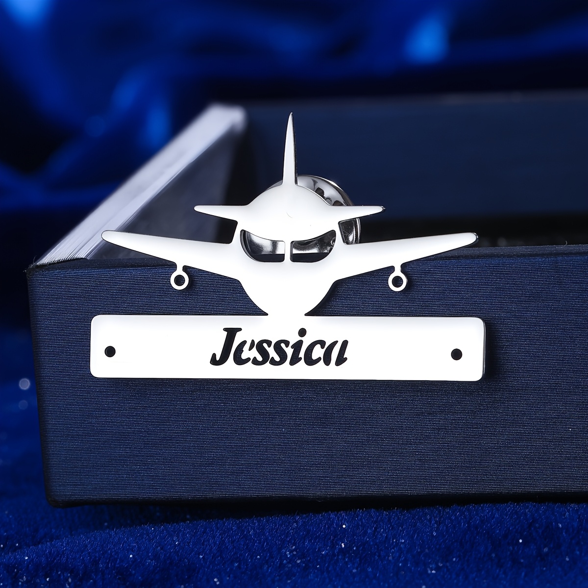 TEMU Airplane Brooch With Personalized Name For Women, Punk Cutout Letter Design With Stainless Steel Pin, Perfect Gift For Aviation Enthusiasts