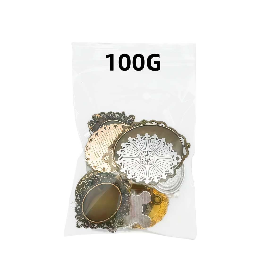 TEMU 100g/200g Random Oval Border Tray Pendant Charm Mixed Inlay-all Kinds Of Blank Pendants-suitable For Manual Plexiglass Convex Round Gem Relief