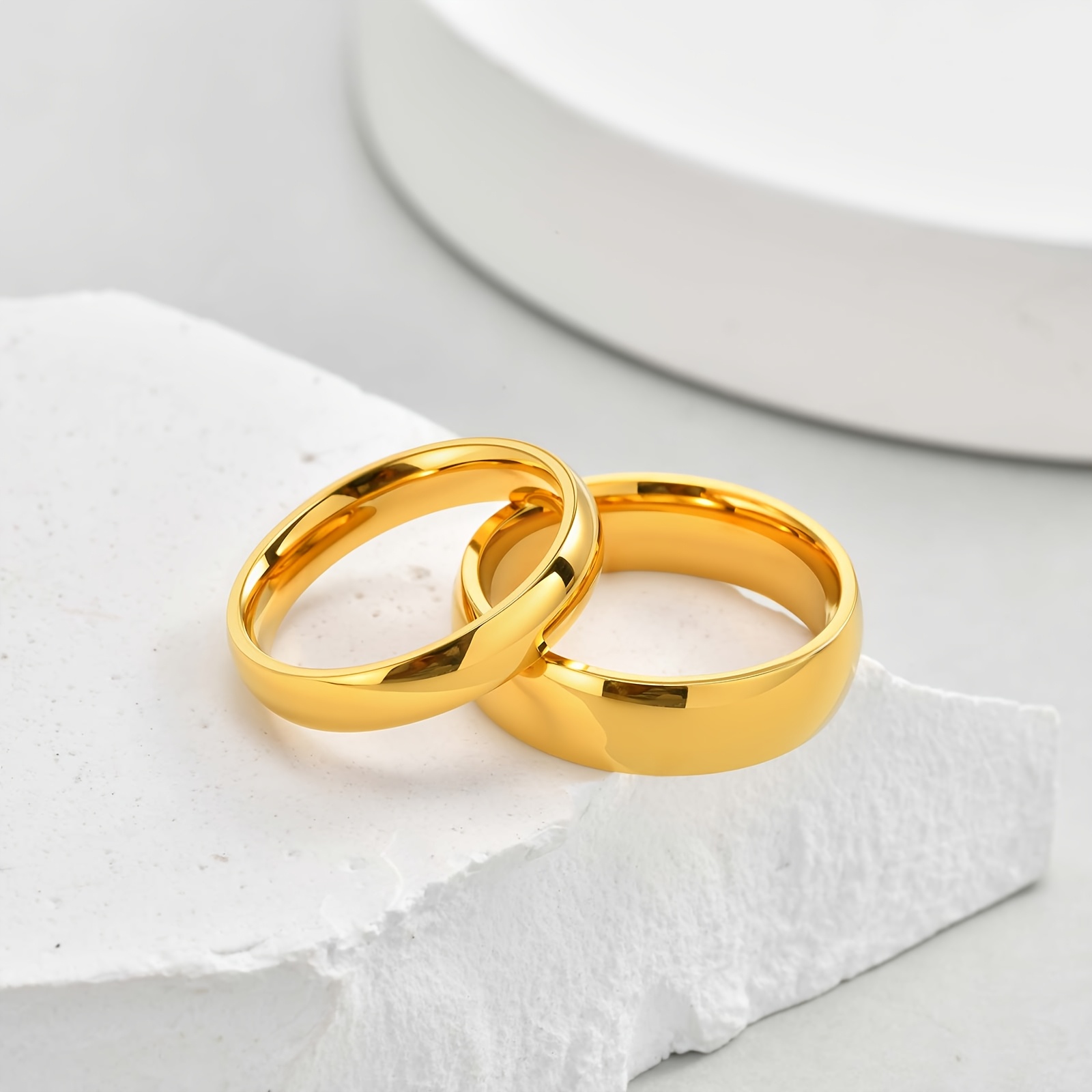 Personalized 18K Gold Plated Stainless Steel Ring, Customizable