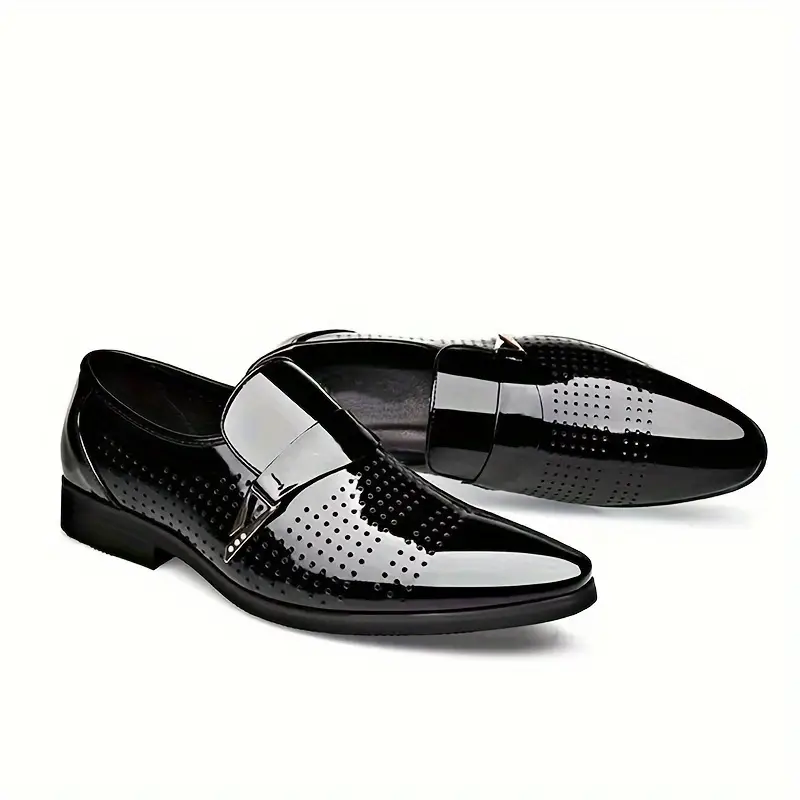 mens faux patent leather formal shoes comfy non slip durable dress shoes for mens outdoor activities mens footwear details 6
