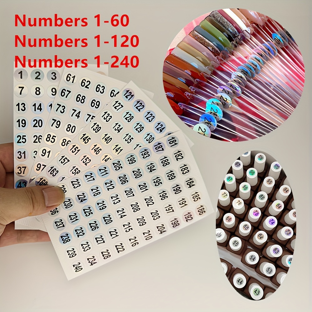 

Digital Label Stickers Number Color Stickers Nail Polish Bottle Nail Number Nail Stickers Self-adhesive Backing Classification Label Stickers