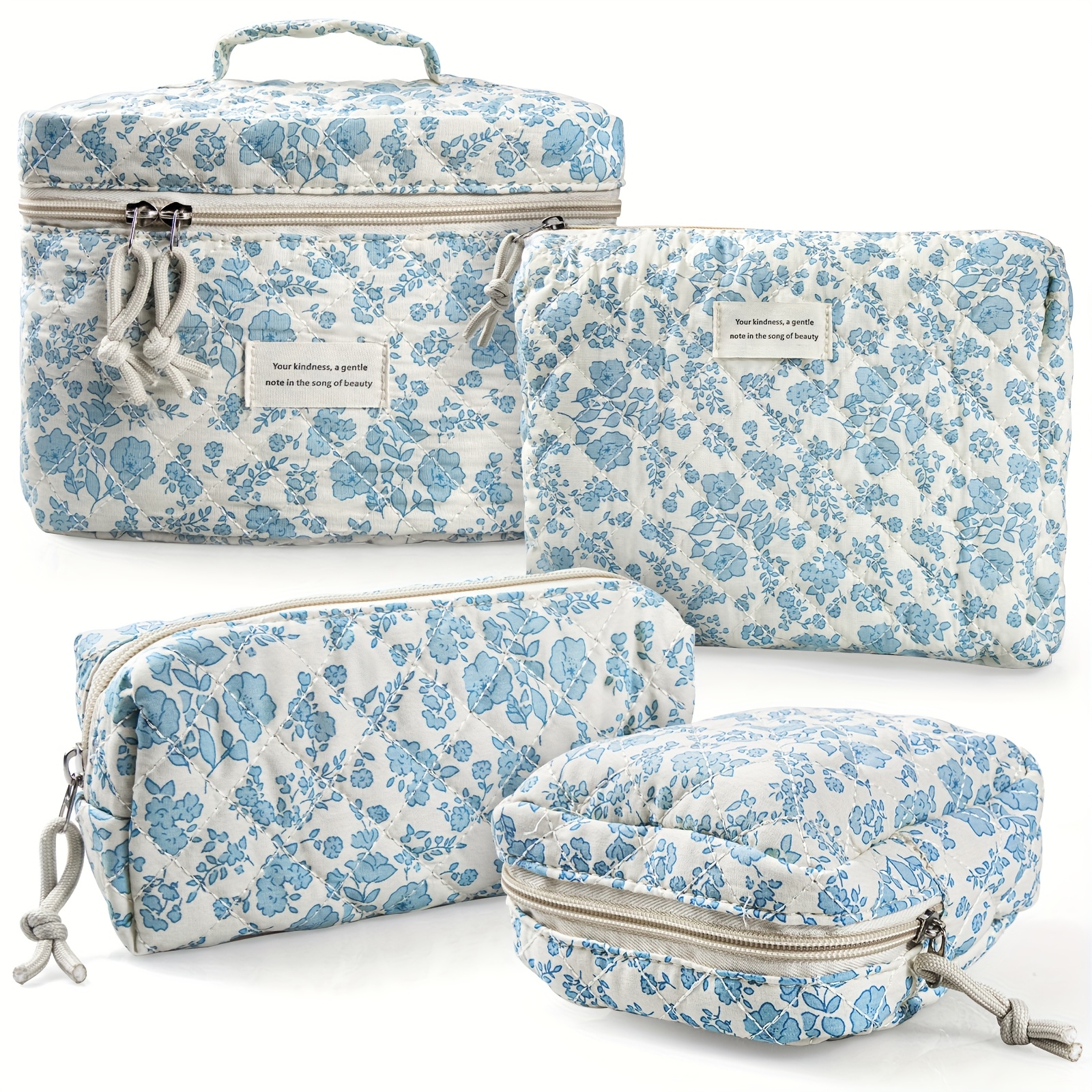 Adorable Cosmetic Bag, Women's Travel Cosmetic Bag, Vintage Cute Style Quilted Floral Wash Storage Bag