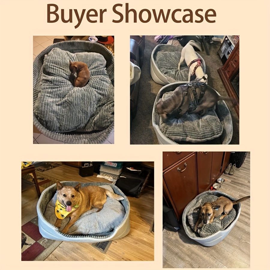 Durable& Thickened Comfort Dog Bed- All-Season for Large to Breeds, Easy Clean with Letter Print Design, Washable