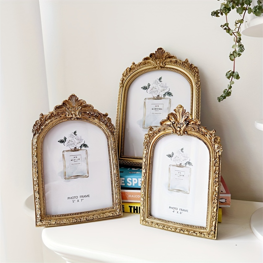 

Vintage Golden Semi- Arch Lace Detail Photo Frame For Decor And - Horizontal Orientation, No Electricity Required