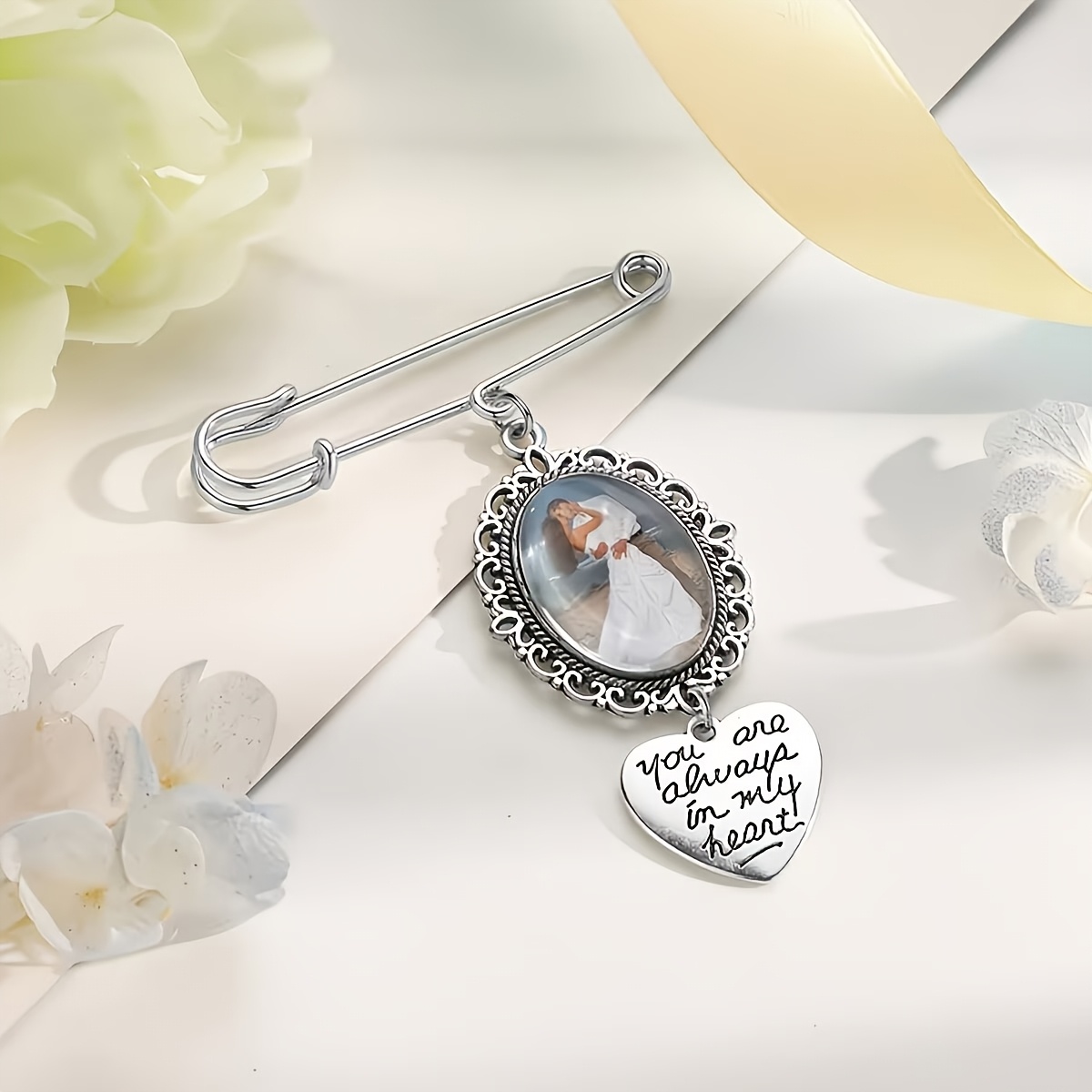 TEMU Pendentif breloque personnalisé, souvenir de bouquet de mariage personnalisé, cadeau de fête prénuptiale, cadeau souvenir de mariage