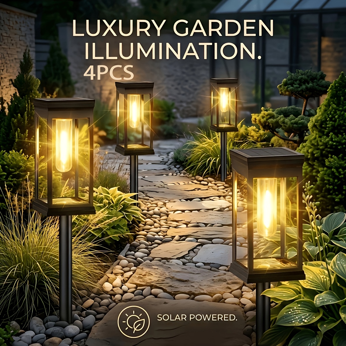 Image of 2/4pcs Solar Powered Outdoor Garden Light, 1500ma Outdoor Solar , Ip65 Protection Level, 800 , Long-lasting Led Landscape Lighting, Landscape Lighting In Gardens, Courtyards, , , , And Walkways