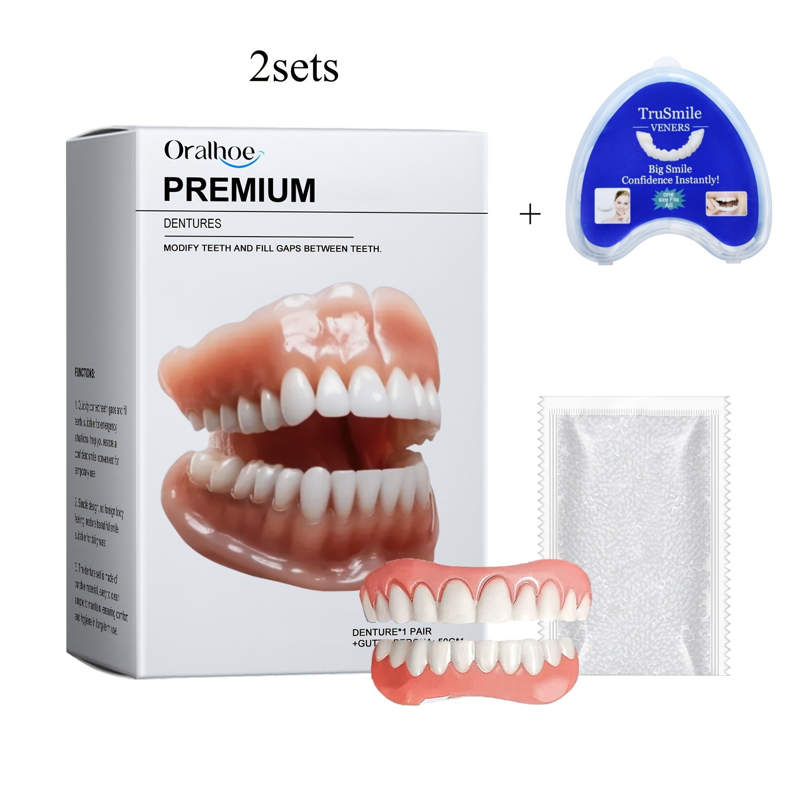 Kit De Réparation Dentaire Temporaire En Silicone - Prothèses De Secours Prêtes à L'emploi, Blanc