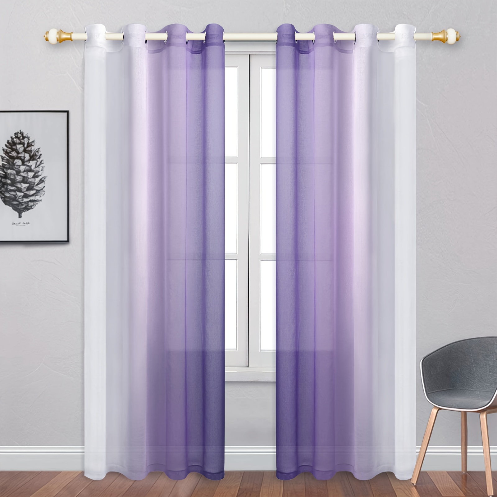 2 panels gradient curtain yarn gradient sheer curtains polyester curtain suitable for kitchen bedroom   living room home decor details 4