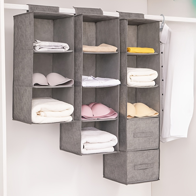 

Hanging Closet Organizer With 5 Shelves And 2 Drawers - Freestanding Fabric Storage For Bedroom, Cotton Linen Material, Space-saving Foldable Design