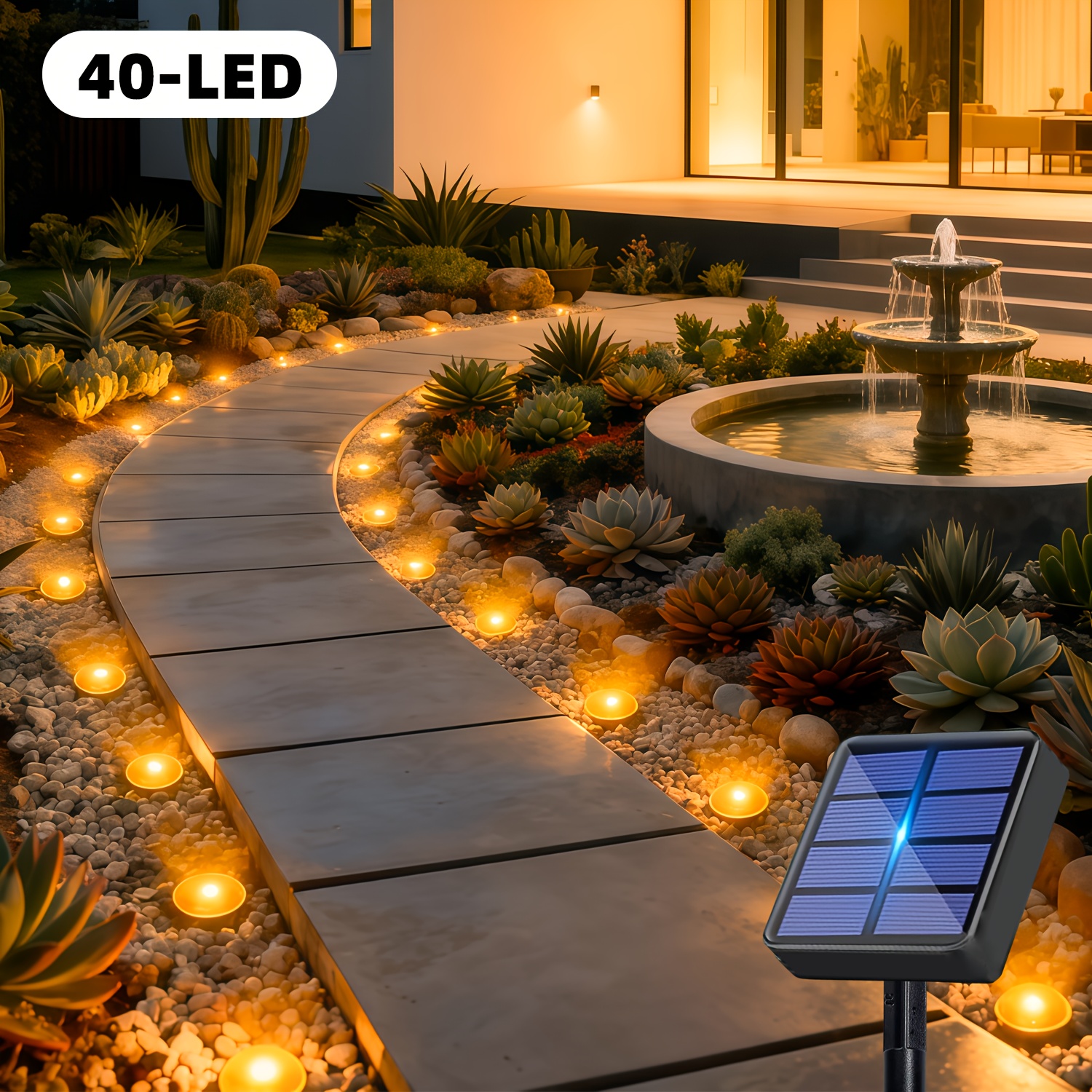 E-shop 10//40 Stück Solar-Feen-Lichterketten für den Außenbereich, 10 Beleuchtungsmodi, Lichtquellen-Sensor-Garten-Lichtleiste, Wegebeleuchtung,
