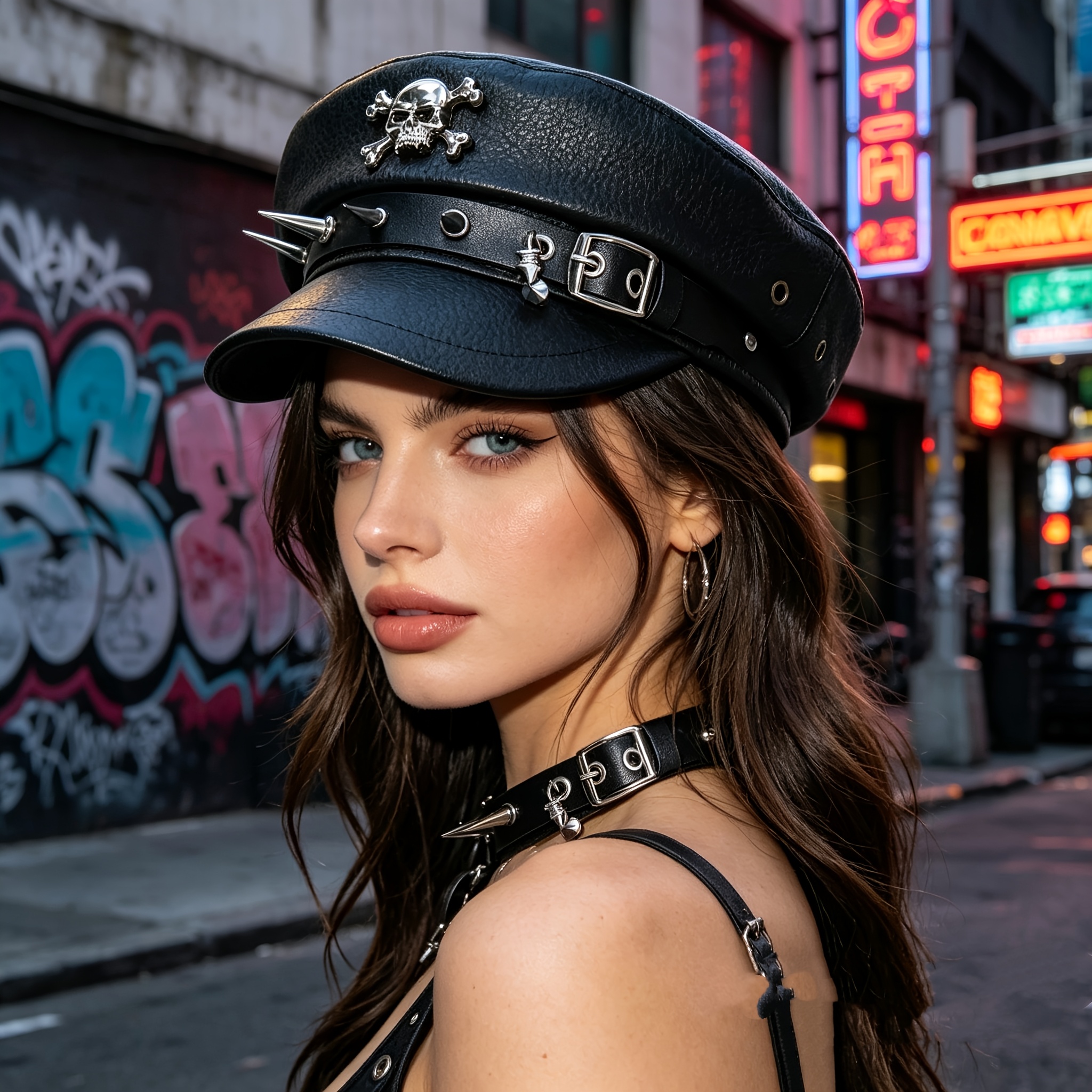 pu rivet performance hat duck tongue hat new punk hip - Temu