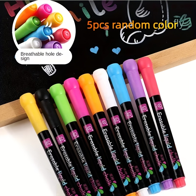 TEMU 5pcs Set Of Washable Sketch Pens, Quick-drying And Durable Writing, Easy To Erase Without Smudging, Suitable For Classroom Notes, Home Message