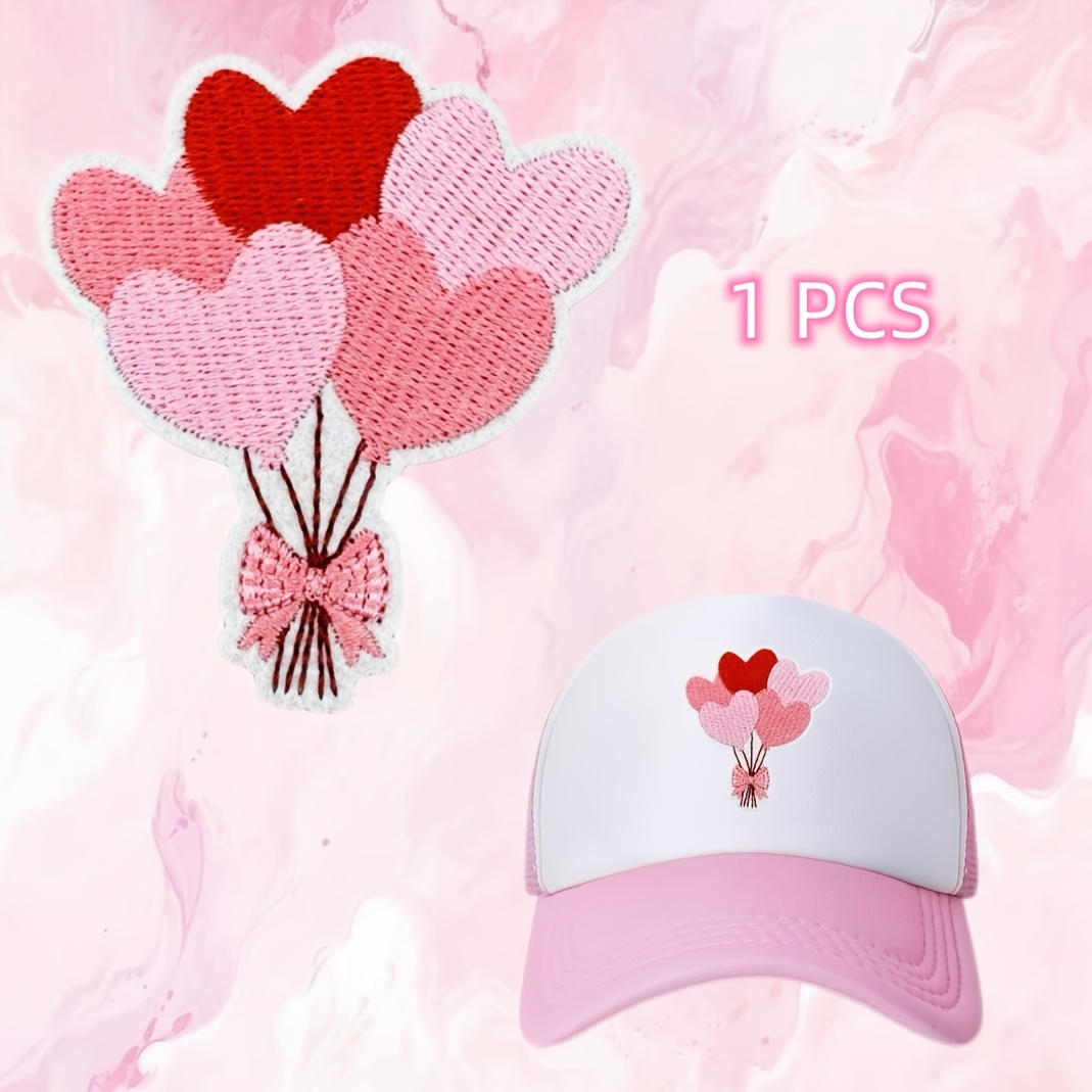 

1pc Valentine's Day Pink Couple Heart Balloon , Diy Iron-on/sew-on Applique For Clothing, Pants, Hats, Bags, Accessories