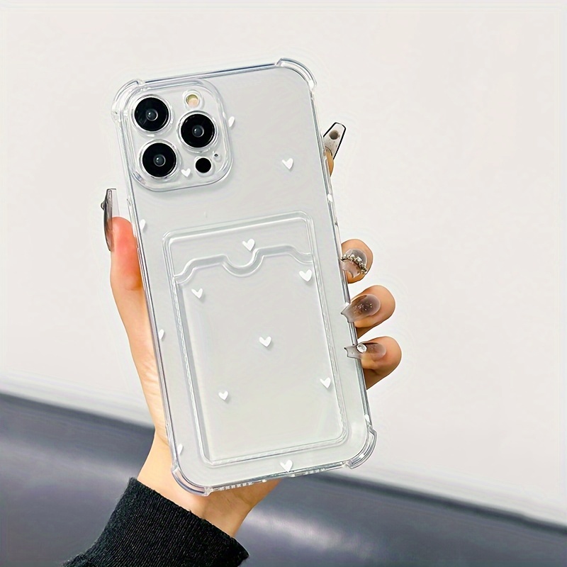 

Transparent White Small Love Heart Pattern Full-cover Soft Tpu Protective Phone Case For Iphone15/14/13/12/11 Plus/pro/promax/xr/xs/xs Max/8/7plus