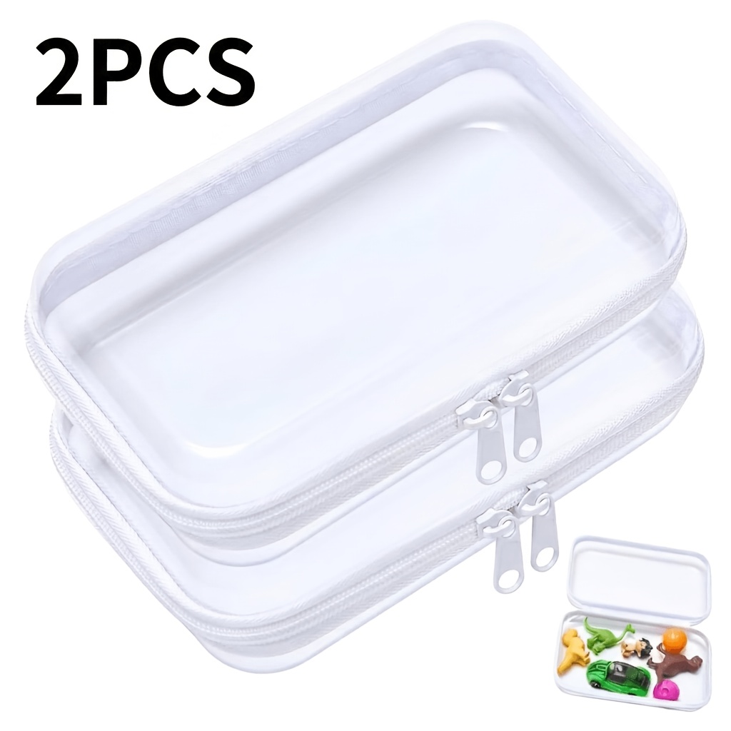 TEMU Ensemble de 2 trousse de toilette rigide transparente, trousse de Cosmétique transparente, organisateur de voyage à fermeture éclair, convient