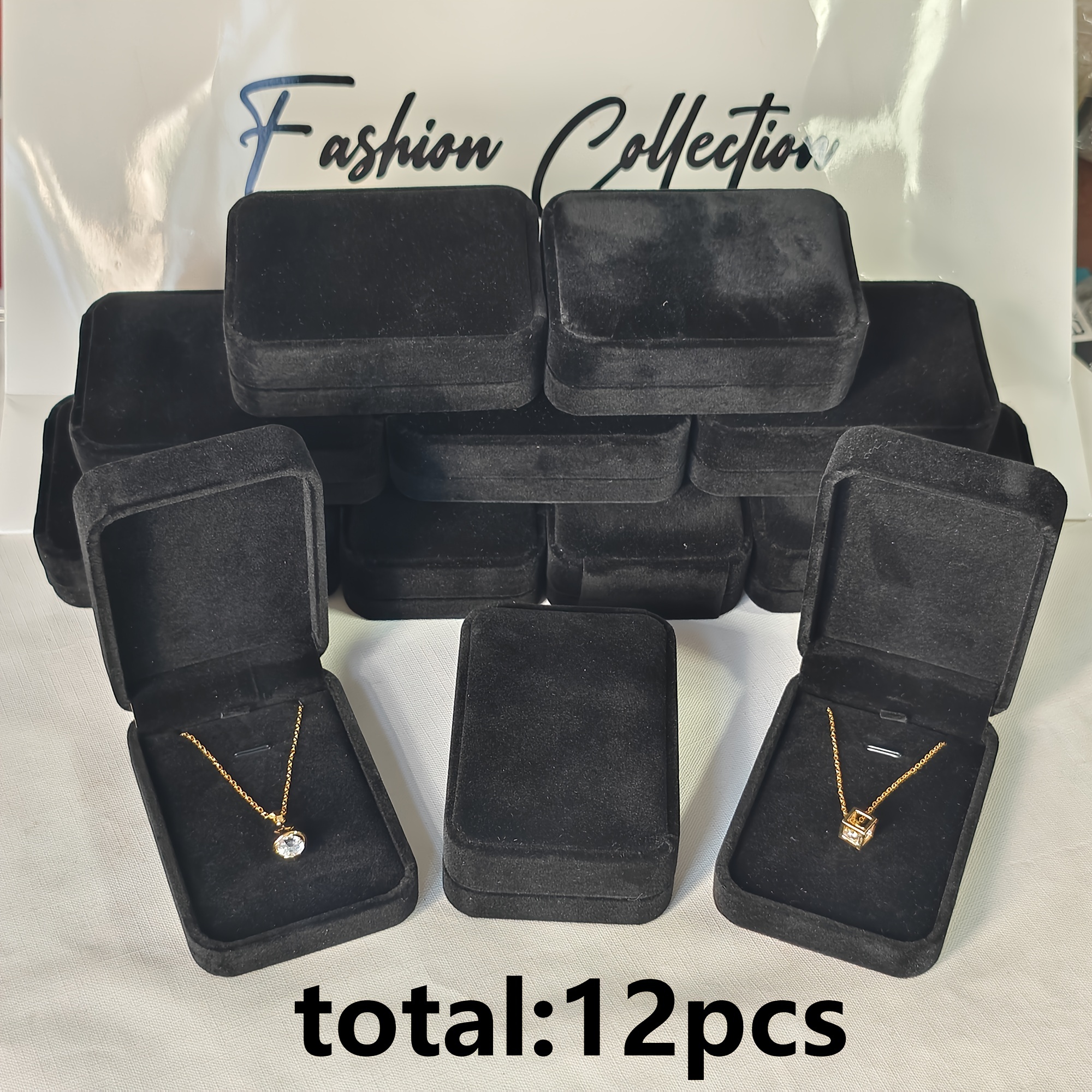 TEMU 12pcs Velvet Necklace Boxes High-end Anti-tarnish Jewelry Boxes Necklace Storage Boxes, Christmas Easter Wedding Holiday Gift Boxes, Jewelry